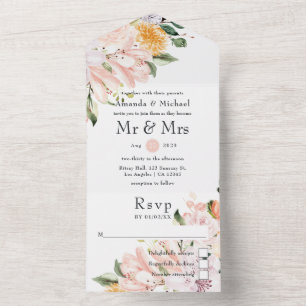 Invitation Tout En Un Pastel Floral Mariage