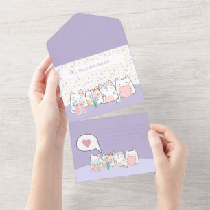Invitation Tout En Un Pastel Kawaii Chat Fiends Salutation Dodon Cartoon