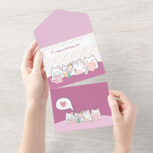 Invitation Tout En Un Pastel Kawaii Chat Fiends Salutation Dodon Cartoon