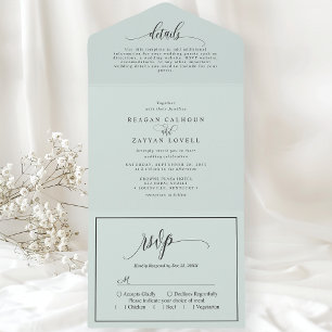 Invitation Tout En Un Pastel Mint Simple Moderne Script