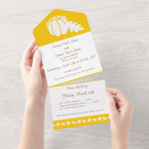 Invitation Tout En Un Patch de citrouilles en jaune