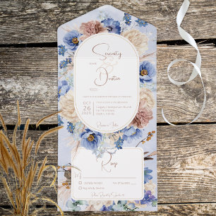 Invitation Tout En Un Peri Boho Fleurs Grass tout en un mariage Invitati