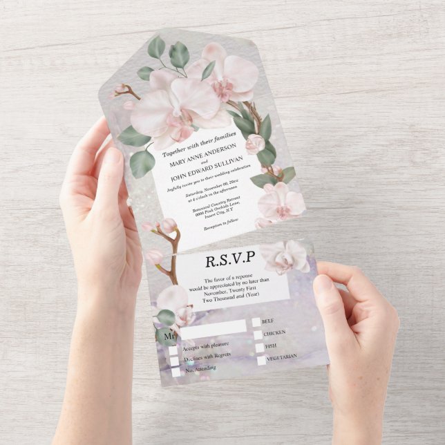 Invitation Tout En Un Perle de fleur d'orchidée tropicale scimmer élégan (Déchirure)