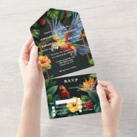 Perroquets de jungle tropicale hibiscus île mariag