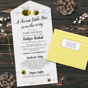 Invitation Tout En Un Petit Baby shower d'abeilles au miel doux