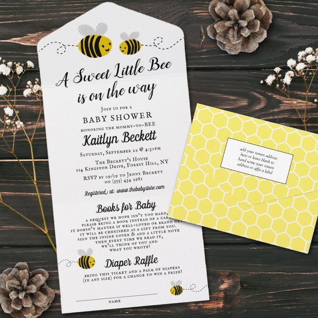 Invitation Tout En Un Petit Baby shower d'abeilles au miel doux (Créateur téléchargé)