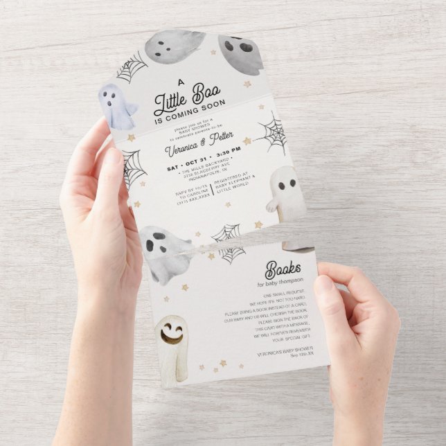 Invitation Tout En Un Petit Baby shower d'Halloween Boo Tous un Invitati (Déchirure)