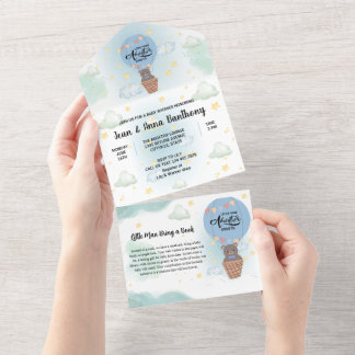 Invitation Tout En Un petit homme aventure attend le baby shower