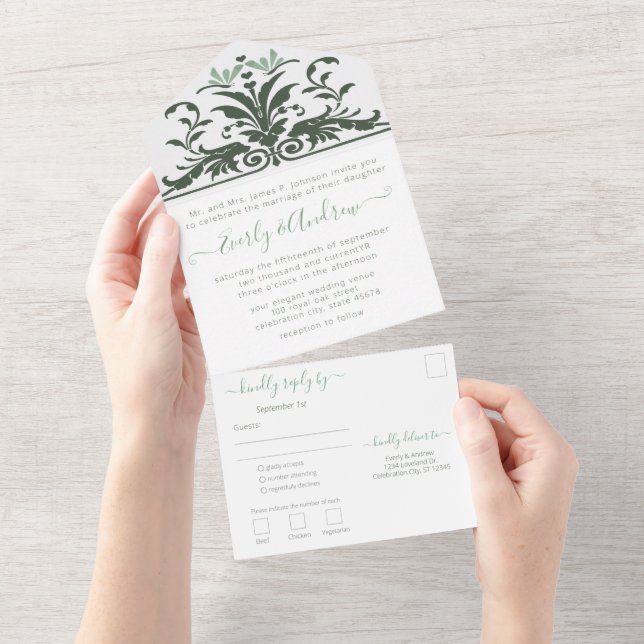 Invitation Tout En Un Photo Back Art Nouveau Dragonfly Lily Pad (Déchirure)