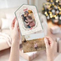 Photo de Noël floral à l'aquarelle Classique Éléga