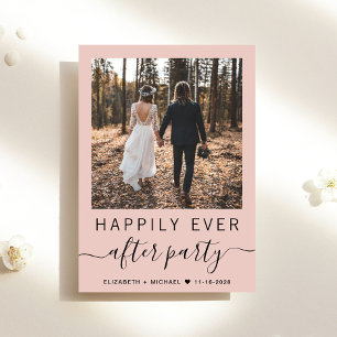 Invitation Tout en un Photo QR Code Blush Mariage Réception