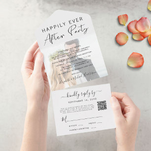 Invitation Tout En Un Photo QR Code de réception de mariage pour vivre h