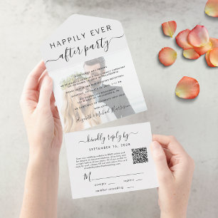 Invitation Tout En Un Photo QR Code de réception de mariage pour vivre h