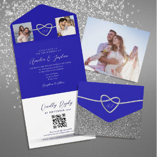 Invitation Tout En Un Photos Royal Blue Mariage QR Code
