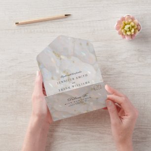 Invitation Tout En Un Pierre d'Opale Brillante Élégante Unique