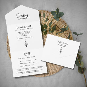 Invitation Tout En Un Pins rustiques Mariage de typorgraphie simple