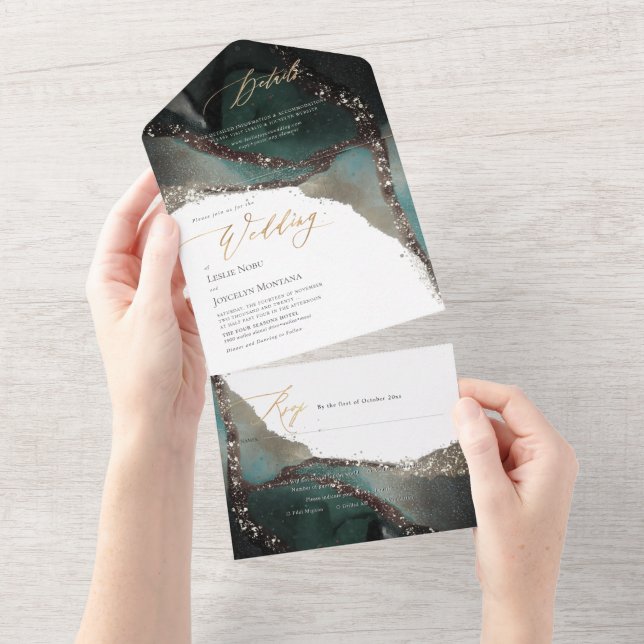 Invitation Tout En Un PixDezines Abstrait En Mer Bleu Marine (Déchirure)