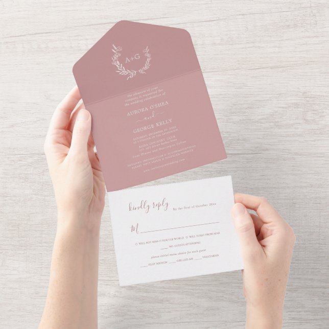 Invitation Tout En Un PixDezines couronne simple do-it-yourself Rose Dus (Déchirure)