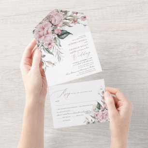 Invitation Tout En Un PixDezines Éditeur Pick H2 Dusty Rose Roses