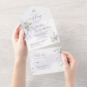Invitation Tout En Un PixDezines Elégant Dusty Purple Gum Eucalyptus