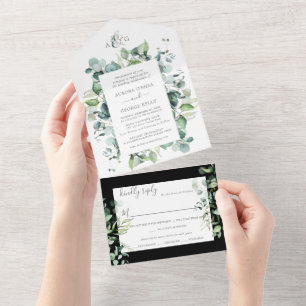 Invitation Tout En Un PixDezines Eucalyptus Rustique do-it-yourself Arri