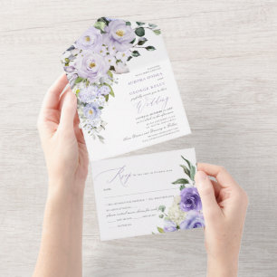 Invitation Tout En Un PixDezines H2 Dusty violet Roses Hydrangea
