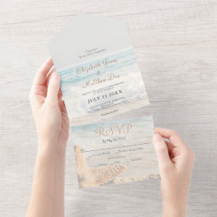Invitation Tout En Un Plage Balnéaire/Mariage océanique