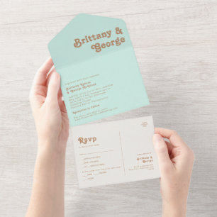 Invitation Tout En Un Plage Retro   Phoque Aqua et Envoi