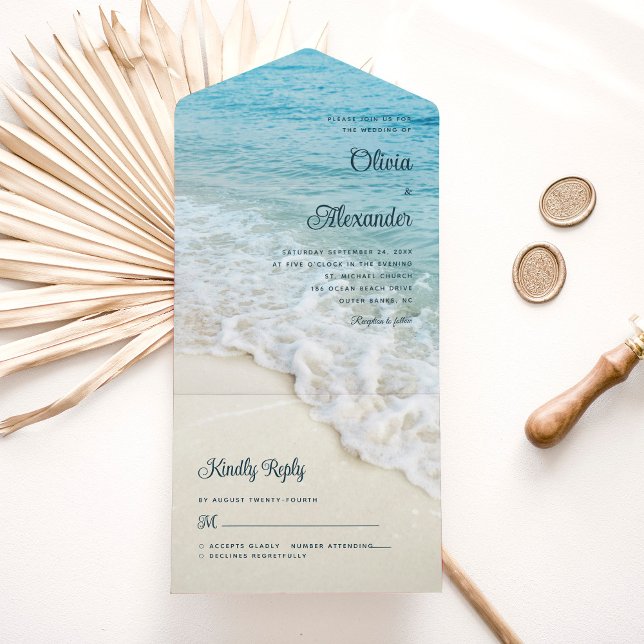 Invitation Tout En Un Plage tropicale Destination Été Mariage (Créateur téléchargé)