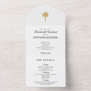 Invitation Tout En Un Plage Tropicale Gold Palm Destination Bachelorette