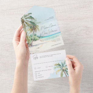 Invitation Tout En Un Plage tropicale magnifique Palm Trees Island