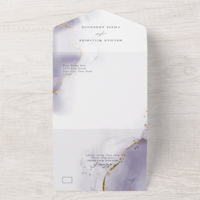 Invitation Tout En Un Plum Dusty Purple Abstrait (Dehors)
