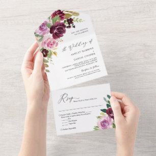 Invitation Tout En Un Plum Lavande Purple Blush FlorMariage