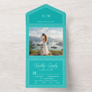Invitation Tout En Un Points blancs sur sarcelle – Mariage personnalisé