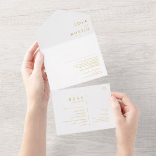 Invitation Tout En Un Police d'or minimaliste moderne tout en une invita