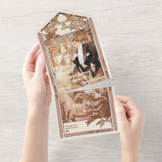 Invitation Tout En Un Poster Mucha vintage tout en un mariage Inviter