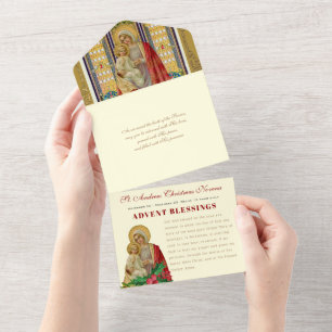 Invitation Tout En Un Prière de l'Avent de Noël Vintage Religieux Novena