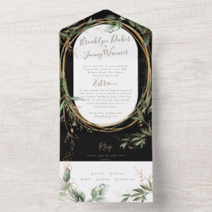 Invitation Tout En Un Prix Onyx Black Greenery Eucalyptus Wedding