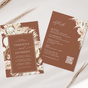 Invitation Tout en un Protea Pampas Grass Mariage en terre cu