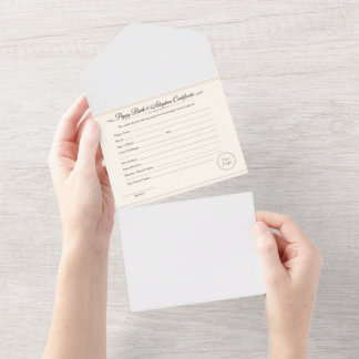 Invitation Tout En Un Puppy Birth & Adoption Certificate –
