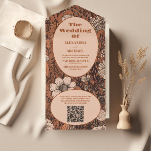 Invitation Tout En Un QR Code Burange Fleur sauvage Mariage