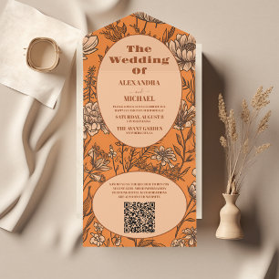 Invitation Tout En Un QR Code Burange Fleur sauvage Mariage