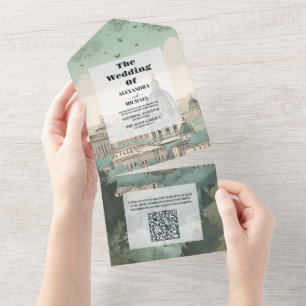 Invitation Tout En Un QR Code Italie Rome Destination Mariage