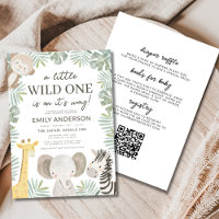 Tout en un QR Code Wild One Baby shower Safari