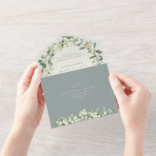 Invitation Tout En Un Réception De Mariage De Berneberge Verte+Eucalyptu
