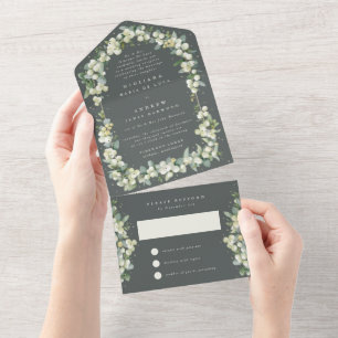 Invitation Tout En Un Réception De Mariage De Berneberge Verte+Eucalyptu
