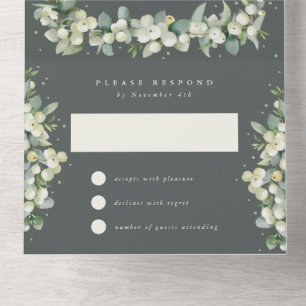 Invitation Tout En Un Réception De Mariage De Berneberge Verte+Eucalyptu