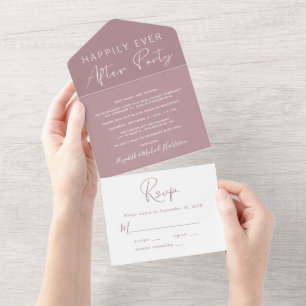 Invitation Tout En Un Réception de mariage élégante Dusty Rose