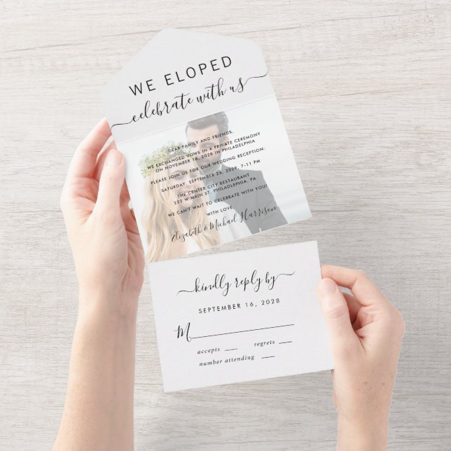Invitation Tout En Un Réception de mariage photo Elopement (Déchirure)