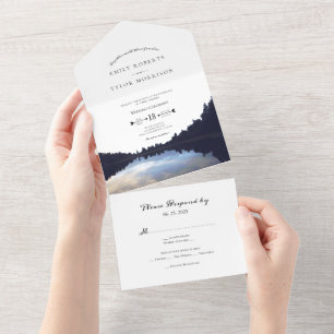Invitation Tout En Un ©Reflets du Lac Rustique Mariage au bord du lac